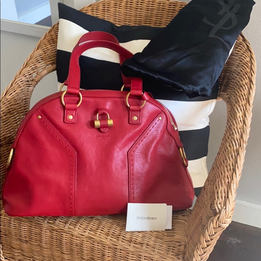YSL red leather muse bag from 2011